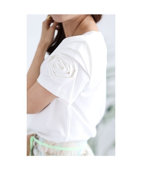 Sawa a la mode(サワアラモード)の「花モチーフTシャツトップス(Tシャツ/カットソー・レディース・ホワイト/ブラック/ピンク・FREE)」の19枚目の写真