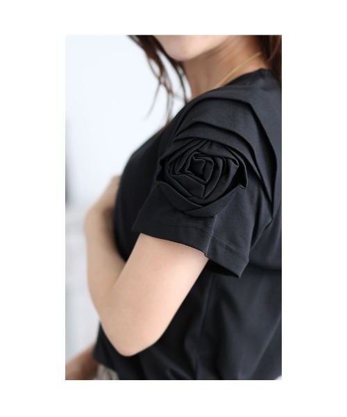 Sawa a la mode(サワアラモード)の「花モチーフTシャツトップス(Tシャツ/カットソー・レディース・ホワイト/ブラック/ピンク・FREE)」の11枚目の写真