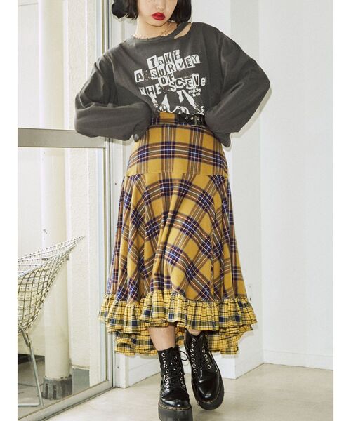jouetie（ジュエティ）の「ダメージグランジロンT（Tシャツ/カットソー・レディース・ブラック/レッド/アイボリー・MEDIUM）」の4枚目の写真