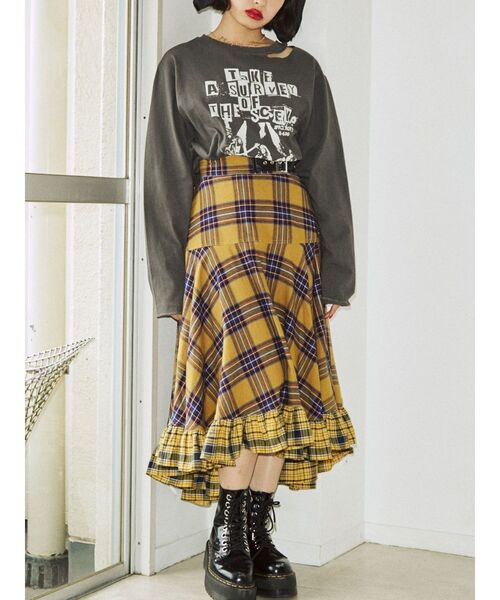 jouetie（ジュエティ）の「ダメージグランジロンT（Tシャツ/カットソー・レディース・ブラック/レッド/アイボリー・MEDIUM）」の10枚目の写真