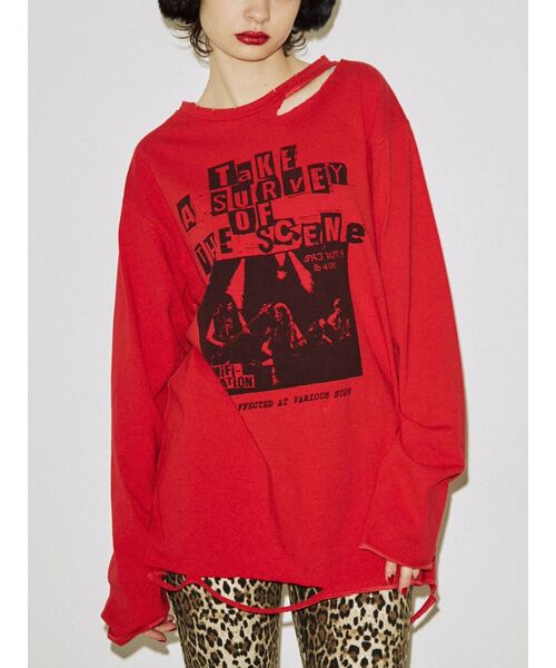 jouetie（ジュエティ）の「ダメージグランジロンT（Tシャツ/カットソー・レディース・ブラック/レッド/アイボリー・MEDIUM）」の17枚目の写真