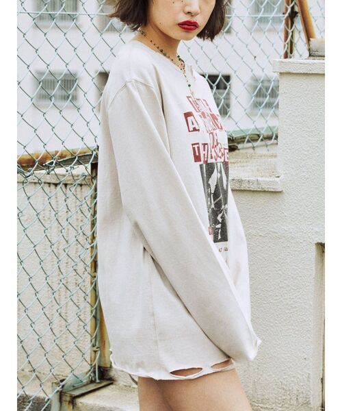 jouetie（ジュエティ）の「ダメージグランジロンT（Tシャツ/カットソー・レディース・ブラック/レッド/アイボリー・MEDIUM）」の11枚目の写真