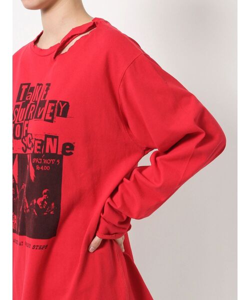 jouetie（ジュエティ）の「ダメージグランジロンT（Tシャツ/カットソー・レディース・ブラック/レッド/アイボリー・MEDIUM）」の6枚目の写真