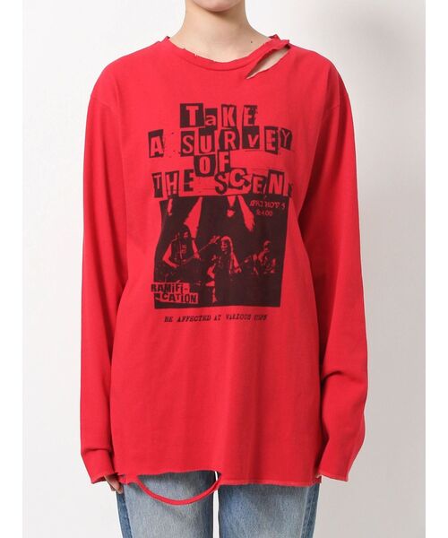 jouetie（ジュエティ）の「ダメージグランジロンT（Tシャツ/カットソー・レディース・ブラック/レッド/アイボリー・MEDIUM）」の14枚目の写真