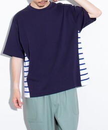 GLOSTER | 【GLOSTER/グロスター】サイドボーダーTシャツ 接触冷感 切り替え(Tシャツ/カットソー)