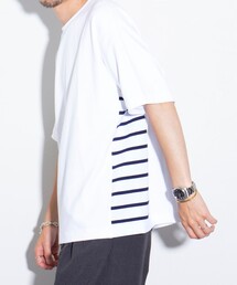 GLOSTER | 【GLOSTER/グロスター】サイドボーダーTシャツ 接触冷感 切り替え(Tシャツ/カットソー)