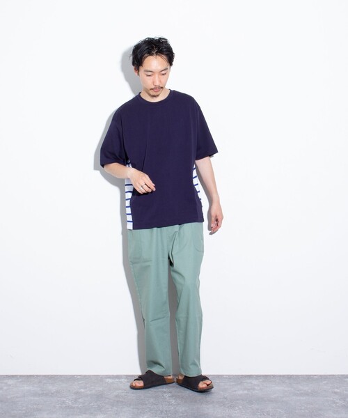 GLOSTER(グロスター)の「【GLOSTER/グロスター】サイドボーダーTシャツ 切り替え(Tシャツ/カットソー・メンズ・ホワイト/ネイビー/サックスブルー・M/L/S)」の11枚目の写真