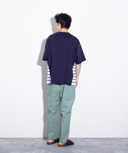 GLOSTER(グロスター)の「【GLOSTER/グロスター】サイドボーダーTシャツ 切り替え(Tシャツ/カットソー・メンズ・ホワイト/ネイビー/サックスブルー・M/L/S)」の12枚目の写真