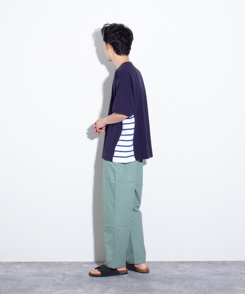 GLOSTER(グロスター)の「【GLOSTER/グロスター】サイドボーダーTシャツ 切り替え(Tシャツ/カットソー・メンズ・ホワイト/ネイビー/サックスブルー・M/L/S)」の14枚目の写真