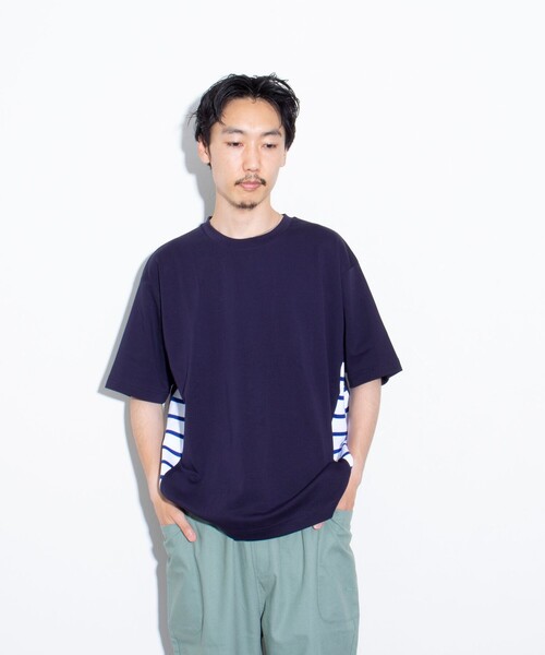 GLOSTER(グロスター)の「【GLOSTER/グロスター】サイドボーダーTシャツ 切り替え(Tシャツ/カットソー・メンズ・ホワイト/ネイビー/サックスブルー・M/L/S)」の15枚目の写真