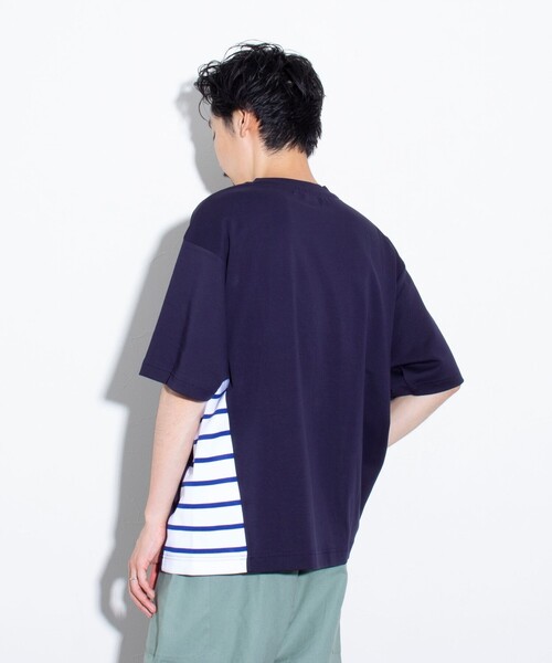 GLOSTER(グロスター)の「【GLOSTER/グロスター】サイドボーダーTシャツ 切り替え(Tシャツ/カットソー・メンズ・ホワイト/ネイビー/サックスブルー・M/L/S)」の16枚目の写真