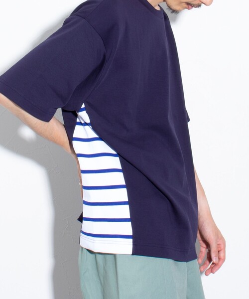 GLOSTER(グロスター)の「【GLOSTER/グロスター】サイドボーダーTシャツ 切り替え(Tシャツ/カットソー・メンズ・ホワイト/ネイビー/サックスブルー・M/L/S)」の18枚目の写真