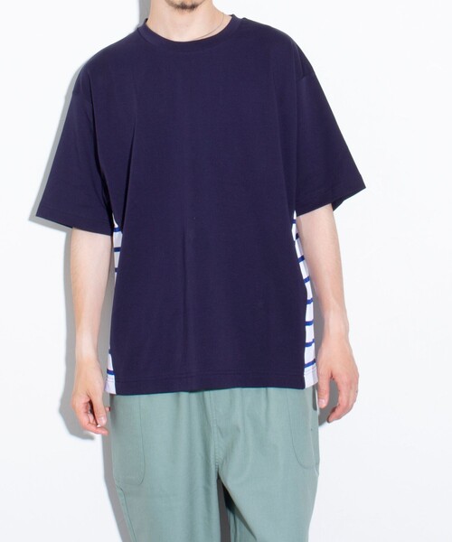GLOSTER(グロスター)の「【GLOSTER/グロスター】サイドボーダーTシャツ 切り替え(Tシャツ/カットソー・メンズ・ホワイト/ネイビー/サックスブルー・M/L/S)」の19枚目の写真
