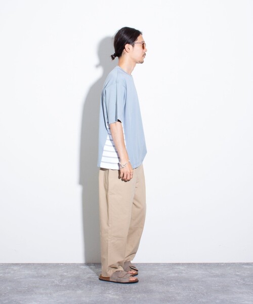 GLOSTER(グロスター)の「【GLOSTER/グロスター】サイドボーダーTシャツ 切り替え(Tシャツ/カットソー・メンズ・ホワイト/ネイビー/サックスブルー・M/L/S)」の21枚目の写真