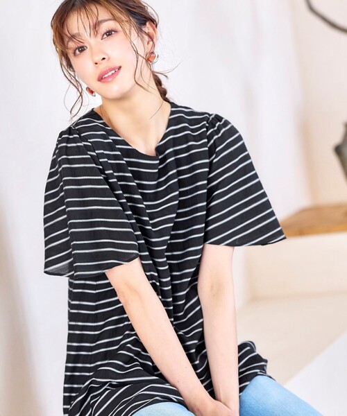 Tiaclasse(ティアクラッセ)の「【洗える】ランダムボーダーチュニックブラウス(シャツ/ブラウス・レディース・ブルー/ネイビー/ブラック・M/L)」の21枚目の写真