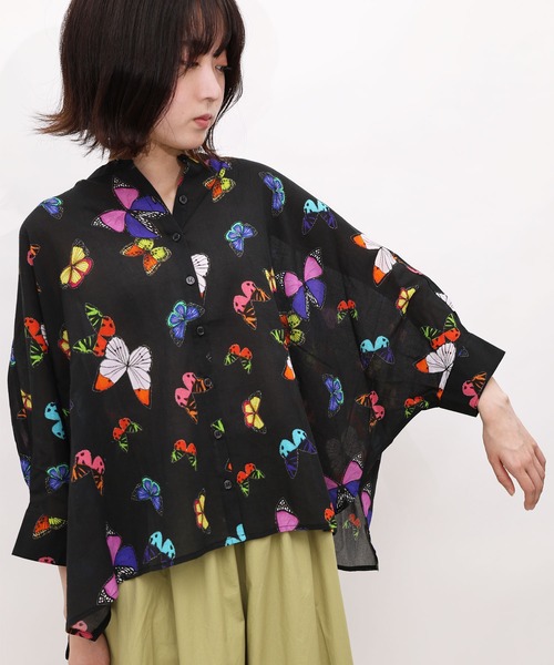 新品☆/ScoLar/スカラー/トップス/ブラウス/総柄/蝶/Mサイズ/