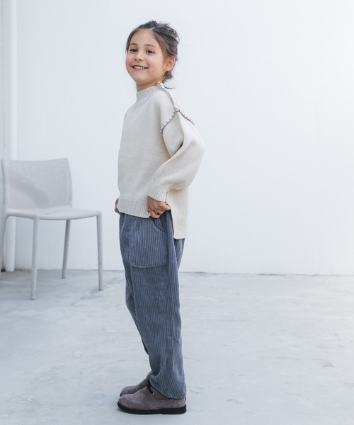 pairmanon（ペアマノン）の「【ママとおそろい】モックネック ハンドステッチ ニット（ニット/セーター・キッズ・アイボリー/モカ/ブルー・S/L/XS/M）」の5枚目の写真