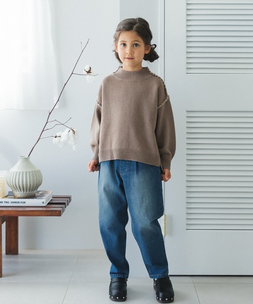 pairmanon（ペアマノン）の「【ママとおそろい】モックネック ハンドステッチ ニット（ニット/セーター・キッズ・アイボリー/モカ/ブルー・S/L/XS/M）」の7枚目の写真