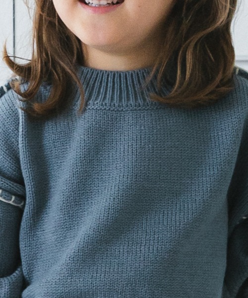 pairmanon（ペアマノン）の「【ママとおそろい】モックネック ハンドステッチ ニット（ニット/セーター・キッズ・アイボリー/モカ/ブルー・S/L/XS/M）」の8枚目の写真