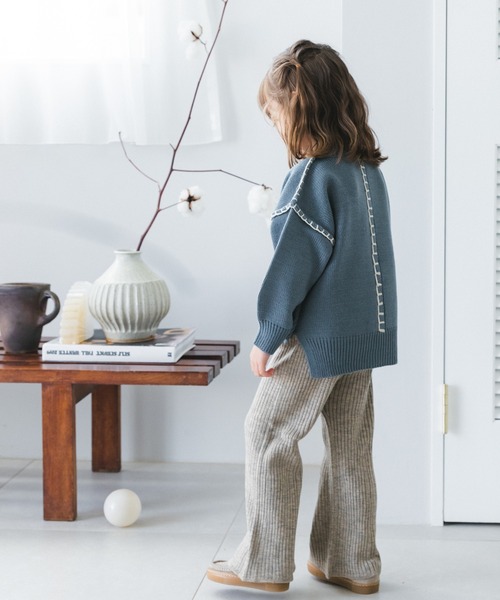 pairmanon（ペアマノン）の「【ママとおそろい】モックネック ハンドステッチ ニット（ニット/セーター・キッズ・アイボリー/モカ/ブルー・S/L/XS/M）」の9枚目の写真