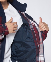 【美品】トミーヒルフィガー　ステンカラーコート　ファー　チェック　Aライン ミドル丈ステンカラーコート/洗える(ステンカラーコート) | MK