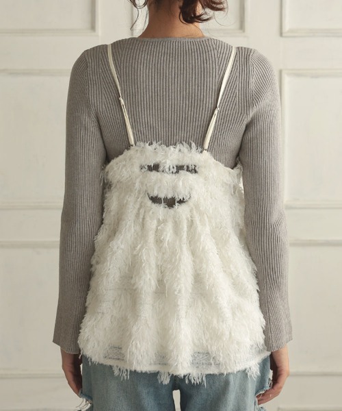 DONOBAN（ドノバン）の「フェザーカットジャガードキャミ（キャミソール・レディース・グレー/ホワイト・F）」の13枚目の写真