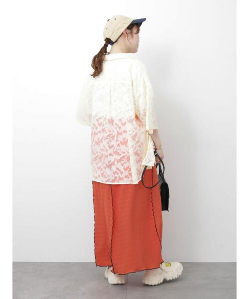 ehka sopo（エヘカソポ）の「配色メローカットスカート（スカート・レディース・ブラック/オレンジ/ブルー・F）」の21枚目の写真