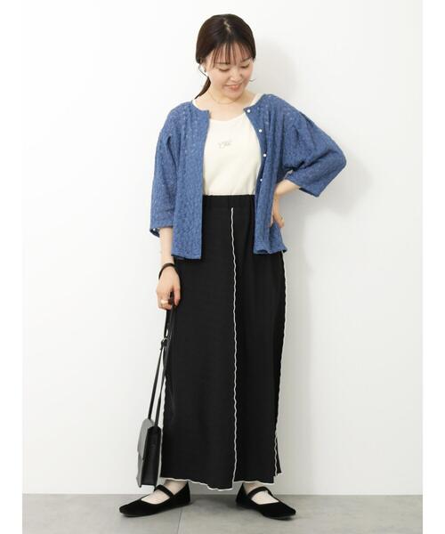 ehka sopo（エヘカソポ）の「配色メローカットスカート（スカート・レディース・ブラック/オレンジ/ブルー・F）」の16枚目の写真