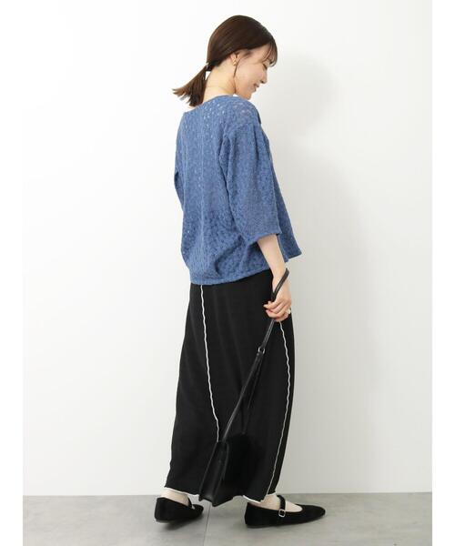 ehka sopo（エヘカソポ）の「配色メローカットスカート（スカート・レディース・ブラック/オレンジ/ブルー・F）」の15枚目の写真