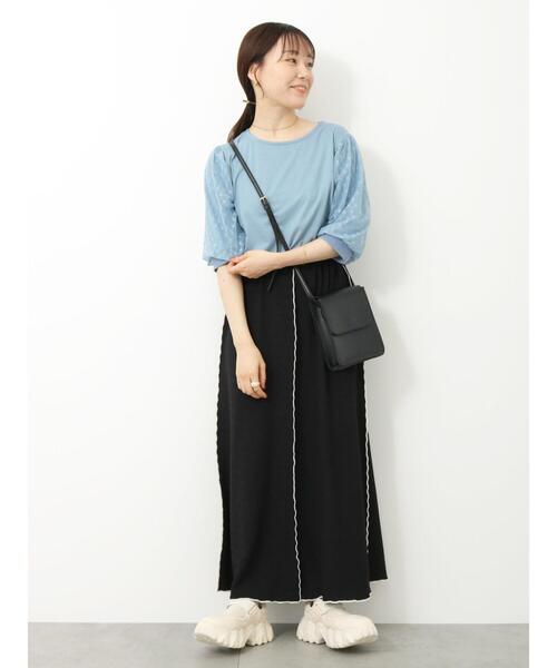 ehka sopo（エヘカソポ）の「配色メローカットスカート（スカート・レディース・ブラック/オレンジ/ブルー・F）」の14枚目の写真