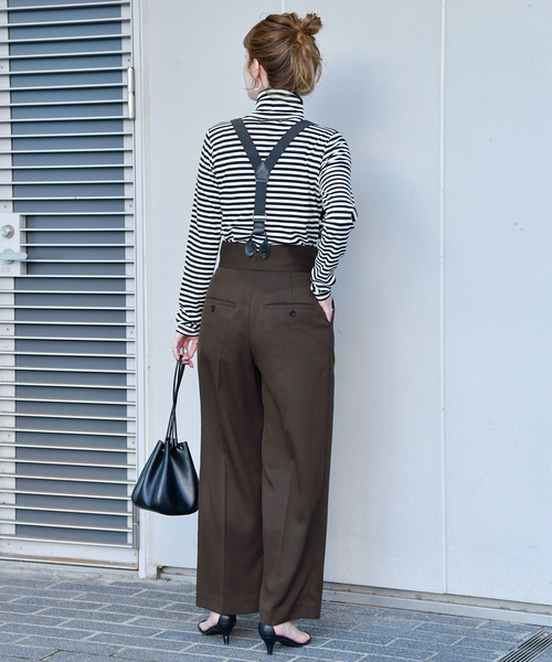 B.C STOCK（ベーセーストック）の「サスペンダー付きタックトラウザー（スラックス・レディース・ブラウン/チャコールグレー・FREE）」の22枚目の写真