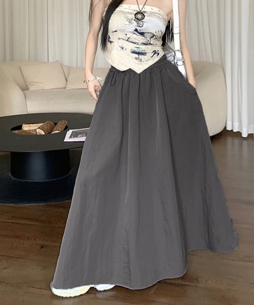 Doux Belle（ドゥーベル）の「ボリュームロングスカート（スカート・レディース・グレー/ブラック/カーキ・MEDIUM/LARGE/SMALL）」の11枚目の写真