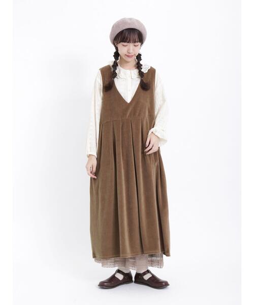 Samansa Mos2（サマンサ モスモス）の「前後着カットベロアノースリワンピース（ワンピース・レディース・ベージュ/ブラック/グリーン・F）」の3枚目の写真