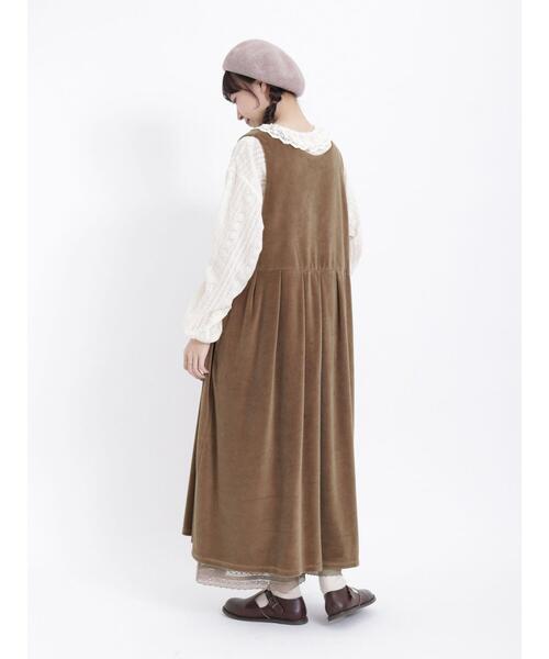 Samansa Mos2（サマンサ モスモス）の「前後着カットベロアノースリワンピース（ワンピース・レディース・ベージュ/ブラック/グリーン・F）」の7枚目の写真