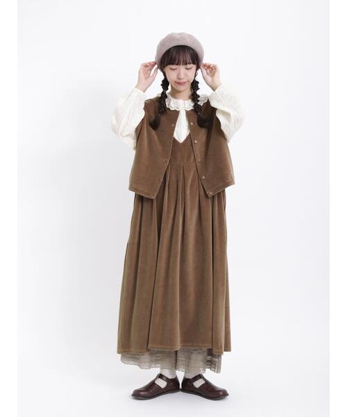 Samansa Mos2（サマンサ モスモス）の「前後着カットベロアノースリワンピース（ワンピース・レディース・ベージュ/ブラック/グリーン・F）」の9枚目の写真