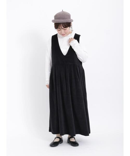 Samansa Mos2（サマンサ モスモス）の「前後着カットベロアノースリワンピース（ワンピース・レディース・ベージュ/ブラック/グリーン・F）」の10枚目の写真