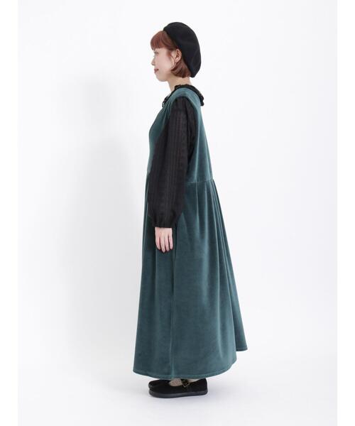 Samansa Mos2（サマンサ モスモス）の「前後着カットベロアノースリワンピース（ワンピース・レディース・ベージュ/ブラック/グリーン・F）」の18枚目の写真