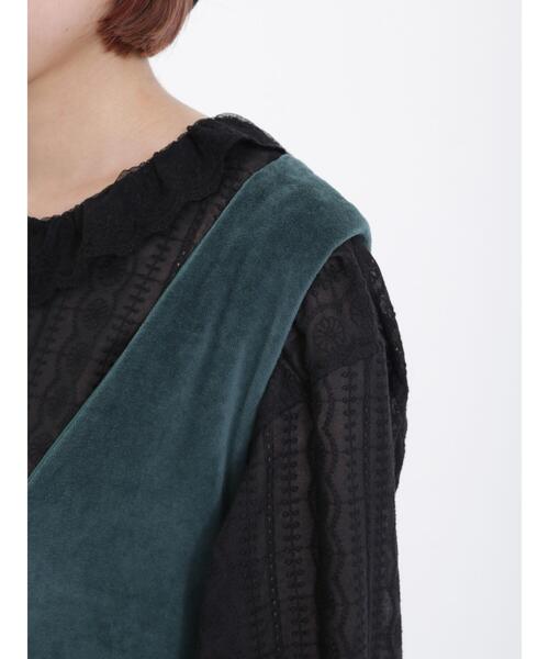Samansa Mos2（サマンサ モスモス）の「前後着カットベロアノースリワンピース（ワンピース・レディース・ベージュ/ブラック/グリーン・F）」の21枚目の写真