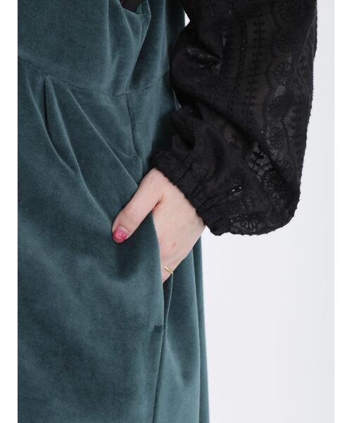 Samansa Mos2（サマンサ モスモス）の「前後着カットベロアノースリワンピース（ワンピース・レディース・ベージュ/ブラック/グリーン・F）」の22枚目の写真