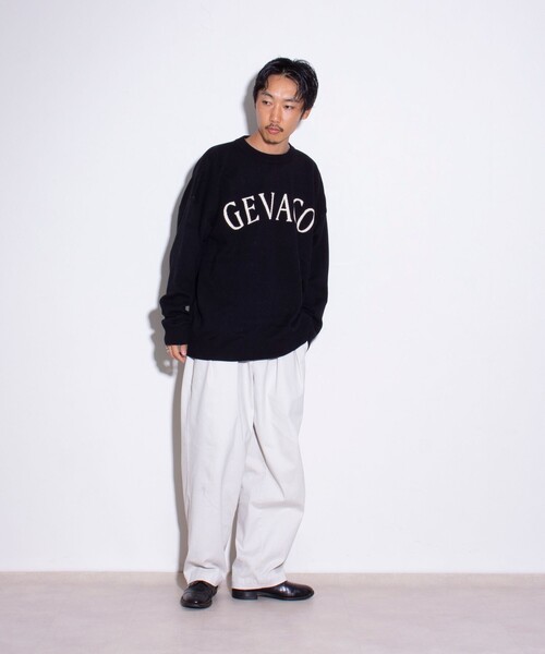 GEVACO（ゲバコ）の「【GEVACO/ゲバコ】アーチロゴ ジャガードプルオーバーニット（ニット/セーター・メンズ・ブルー/アイボリー/ブラック/ネイビー・M/L）」の10枚目の写真