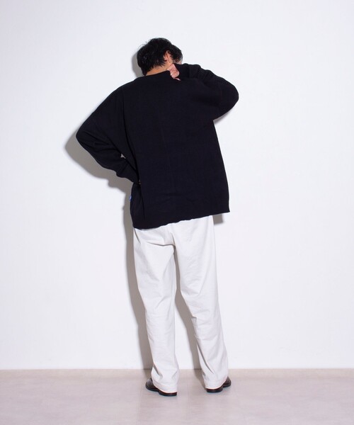 GEVACO（ゲバコ）の「【GEVACO/ゲバコ】アーチロゴ ジャガードプルオーバーニット（ニット/セーター・メンズ・ブルー/アイボリー/ブラック/ネイビー・M/L）」の5枚目の写真