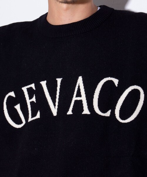 GEVACO（ゲバコ）の「【GEVACO/ゲバコ】アーチロゴ ジャガードプルオーバーニット（ニット/セーター・メンズ・ブルー/アイボリー/ブラック/ネイビー・M/L）」の15枚目の写真