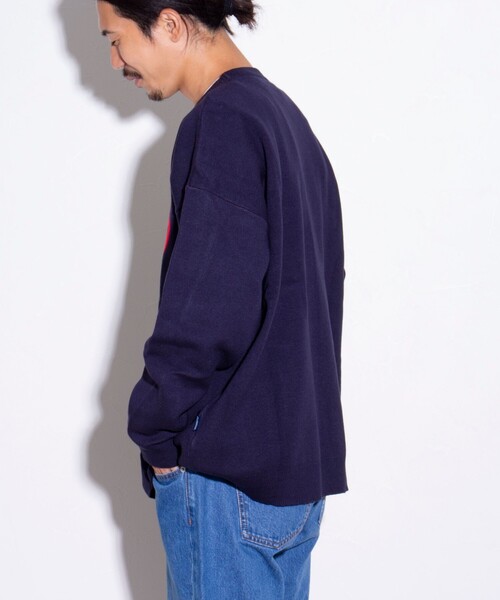 GEVACO（ゲバコ）の「【GEVACO/ゲバコ】アーチロゴ ジャガードプルオーバーニット（ニット/セーター・メンズ・ブルー/アイボリー/ブラック/ネイビー・M/L）」の7枚目の写真