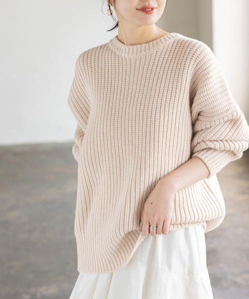 Noble（ノーブル）の「ラメ畦編みプルオーバー（ニット/セーター・レディース・ライトグレー/ベージュ・FREE）」の8枚目の写真