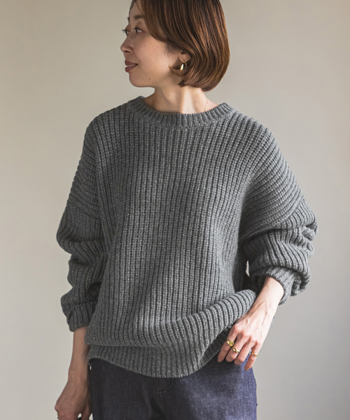 Noble（ノーブル）の「ラメ畦編みプルオーバー（ニット/セーター・レディース・ライトグレー/ベージュ・FREE）」の21枚目の写真