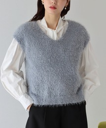 BLUEEAST | ぽこぽこVネックシャギーニットベスト(ベスト)