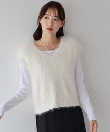 BLUEEAST | ぽこぽこVネックシャギーニットベスト(ベスト)