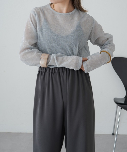 Omekashi（オメカシ）の「シアーラメプルオーバー（Tシャツ/カットソー・レディース・ブラウン/オフホワイト/ブラック/グレー・FREE）」の8枚目の写真