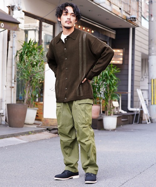 JULIUS透かし編みカーディガン ダークブラウン 2003 アーカイブ jiggys shop（ジギーズショップ）の「部分透かし編み 襟付き