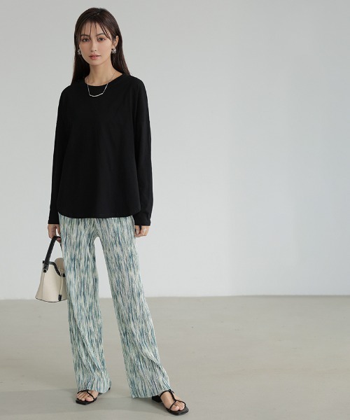 COCOMOMO(ココモモ)の「コットン100% ラウンドヘムドロップショルダーTシャツ(Tシャツ/カットソー・レディース・ホワイト/ブラック/スカイブルー・L/M)」の20枚目の写真